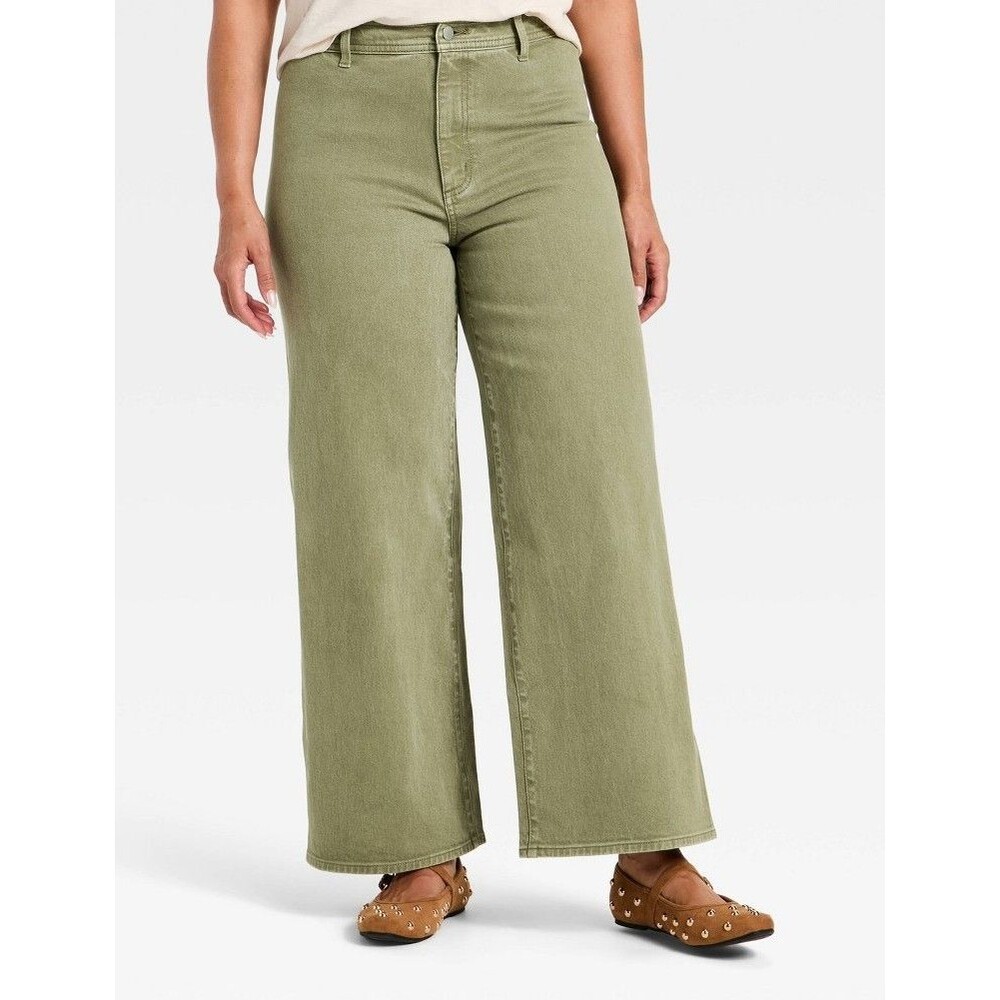 NWT Universal Thread Green High-Rise Sailor Wide Leg Ankle Jeans Size 16 (L06)